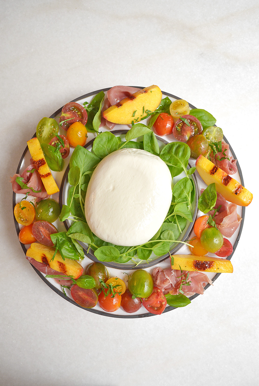 heirloom tomato and grilled peach salad2